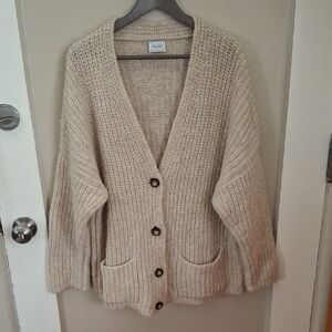 Vintage United Colors Of Benetton Cream Pure Shetland Wool Cardigan_1